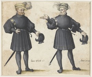 Deux serviteurs en vêtements noirs - Anonymous