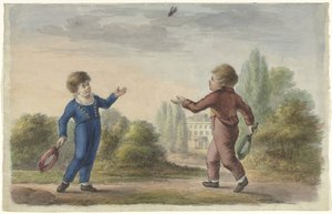 Deux garçons jouant au badminton - Anonymous