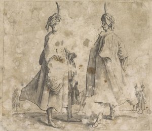Deux hommes en manteau avec turban sur la tête - Anonymous