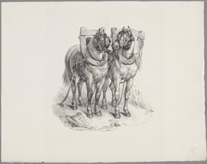 Deux chevaux harnachés - Anonymous