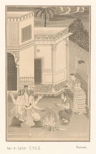 Deux femmes offrant des fruits à Brahma - Anonymous