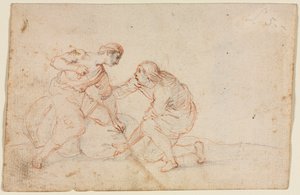 Deux Hommes Attachant un Fagot (recto) - Anonymous
