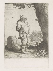 Homme urinant près d