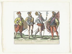 Quatre militaires espagnols en uniforme, vers 1580 - Anonymous