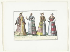 Quatre femmes habillées selon la mode allemande, ca. 1580 - Anonymous