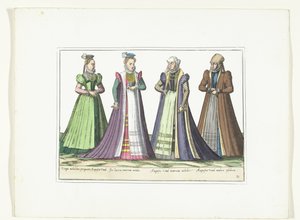 Quatre femmes vêtues à la mode allemande à Augsbourg, vers 1580 - Anonymous