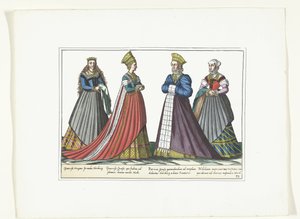 Quatre femmes vêtues à la mode allemande à Nuremberg, ca. 1580 - Anonymous