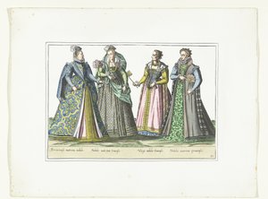 Quatre femmes vêtues à la mode italienne, vers 1580 - Anonymous