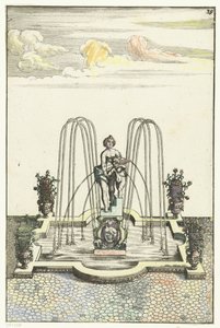 Bassin carré avec des saillies semi-circulaires - Anonymous