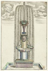 Bassin carré avec colonne sur piédestal carré
