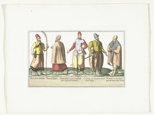 Cinq marins vêtus à la mode des Pays-Bas et de Bretagne, vers 1580 - Anonymous