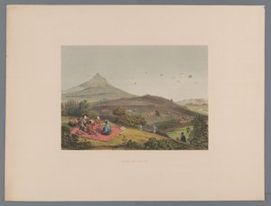 Combats de cerfs-volants dans un paysage vallonné japonais (Souvenir du Japon) - Anonymous