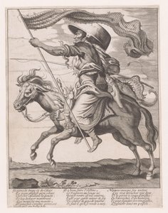 Femme à cheval, ornée de poissons et d