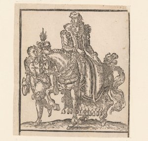 Femme à cheval avec un serviteur à ses côtés - Anonymous