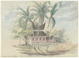 Maison de Radja Batipo, détruite et brûlée en punition pour sa rébellion en 1841 - Anonymous