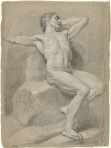 Homme nu assis, les bras en arrière