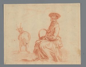 Bergère assise avec une chèvre - Anonymous