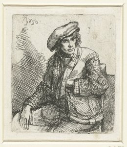 Jeune homme assis avec un sac - Anonymous