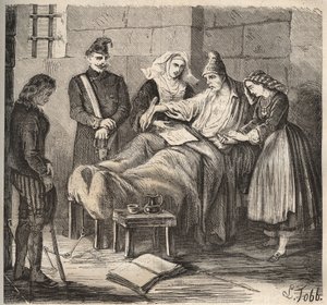 Un mariage au bagne de Rochefort au XIXe siècle. Gravure dans "Histoire des bagnes depuis leur création à nos jours" (1877) par Pierre Zaccone (1817-1895). Collection privée. - Anonymous Anonymous