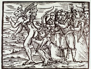 Une sorcière embrasse Satan (Gravure)