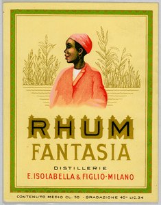 Publicité pour le rhum Fantasia, plantation de canne à sucre (début du XXe siècle)