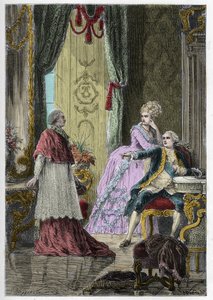Affaire du collier de la reine (1785-1786) : Cardinal Louis René Édouard de Rohan devant le roi Louis XVI et la reine Marie-Antoinette