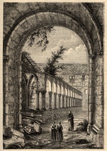 Ancien cloître du couvent des Cordeliers ou de Saint-François de Quimper (Finistère) - gravure dans "PATRIE - DESCRIPTION PICTURESQUE DE LA FRANCE EN 6 VOLUMES" par Lucien Huard - fin 19ème siècle - Anonymous Anonymous
