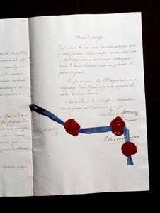 Article 12 du Traité de 1815 entre la France et les Coalisés. Second Traité de Paris signé par Armand Emmanuel de Vignerot du Plessis, duc de Richelieu (1766-1822)