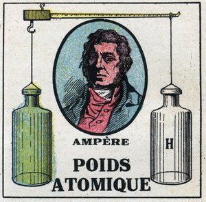 Atomes : Le poids atomique par André-Marie Ampère (1775-1836). Illustration anonyme de 1925. Collection privée. - Anonymous Anonymous