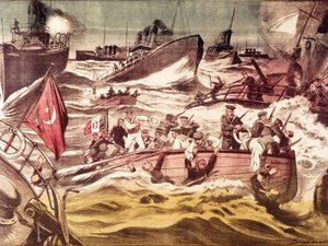 Bataille de Kunfuda : bataille navale des 7 et 8 janvier 1912, pendant la guerre italo-turque (1911-1912), en mer Rouge, devant le port de Kunfuda, Arabie Saoudite - Anonymous Anonymous