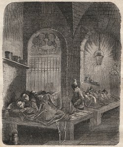 Le bagne de Brest la nuit. Gravure dans « Histoire des bagnes depuis leur création à nos jours » (1877) par Pierre Zaccone. - Anonymous Anonymous