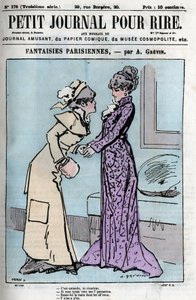 Caricature sur les couples parisiens. Deux femmes parlant de l