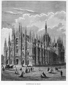 Cathédrale de Milan (Duomo, Milano), Italie. Gravure de 1859 dans « Les galeries de l