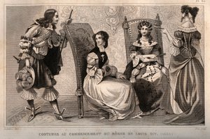 Costumes au début du règne de Louis XIV (1650). Gravure de 1859 dans « Le Monde. Histoire de tous les peuples depuis les temps les plus reculés jusqu