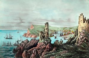 Guerre de Crimée : vue du port de Balaklava en Crimée. Gravure vers 1854-1855. Collection privée - Anonymous Anonymous