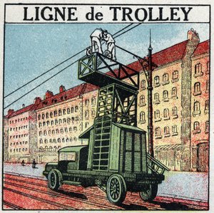 Trams électriques : une ligne de trolley. Illustration anonyme de 1925. Collection privée. - Anonymous Anonymous