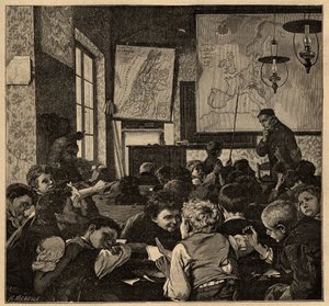 Fin de classe - école - gravure de 1890
