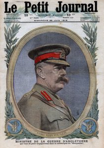 Première Guerre mondiale 1914-1918. Portrait du ministre de la Guerre en Angleterre Horatio Herbert Kitchener (1850-1916). Dans « Le Petit Journal », le 25/06/1916. Collection privée - Anonymous Anonymous