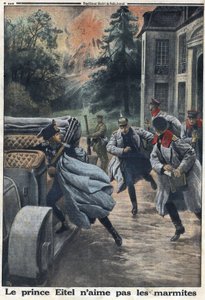 Première Guerre mondiale 1914-1918. Le prince Eitel Frédéric de Prusse (1883-1942) fuit à l
