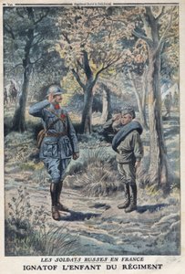 Première Guerre mondiale 1914-1918. Le jeune soldat russe Ignatof dans un régiment de l