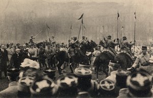 Première Guerre mondiale 1914-1918 : visite du président français Raymond Poincaré (1860-1934) et du président du conseil, Georges Clemenceau (1841-1929) à Metz le 8 décembre - Anonymous Anonymous