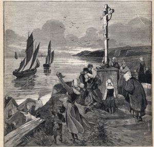 Pêche en Islande : les pêcheurs quittent la Bretagne. Gravure dans "Le Petit Parisien" le 12/03/1893 - Anonymous Anonymous
