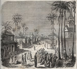 Forçats allant travailler au pénitencier Saint-Laurent à Cayenne (Guyane française) au XIXe siècle. Gravure dans "Histoire des bagnes depuis leur création à nos jours" (1877) par Pierre Zaccone (1817-1895). - Anonymous Anonymous