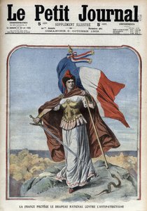 La France (Marianne) protège le drapeau national contre l