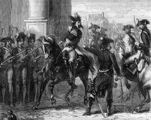 François Hanriot (1761-1794), révolutionnaire français à la porte de la convention (9 thermidor 1794) - Gravure dans « Histoire des Girondins » par Alphonse de Lamartine (1790-1869) 1865-1866 - Collection privée - Anonymous Anonymous