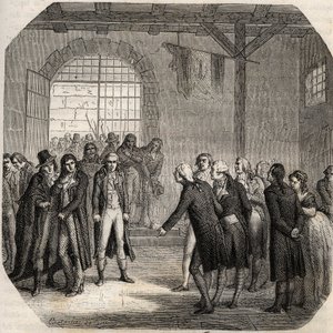 Révolution française - Les Hébertistes à la Conciergerie à Paris le 23 mars 1794 - gravure dans "Histoire des Girondins" par Alphonse de Lamartine (1790-1869) 1865-1866 - Collection privée - Anonymous Anonymous