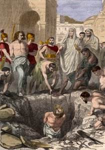 Gaulois enterrés par les Romains - Gravure du XIXe siècle dans « Histoire nationale illustrée de la France depuis les temps les plus reculés jusqu