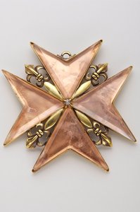 Grand-Duché de Toscane - Ordre de Saint-Étienne: croix de prieur ou bailli - avers - Modèle du 17ème siècle - Bronze doré, cuivre et cristal taillé - D: 9,7 cm; poids: 70 g - Collection privée