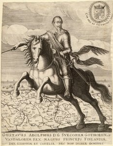 Gustave II Adolphe, roi de Suède, devant la carte de Poméranie - Anonymous Anonymous