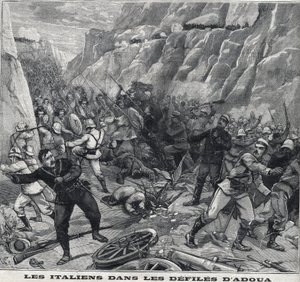 Les Italiens combattant à Adoua en Éthiopie. Gravure dans "Le Petit Parisien" - Anonymous Anonymous